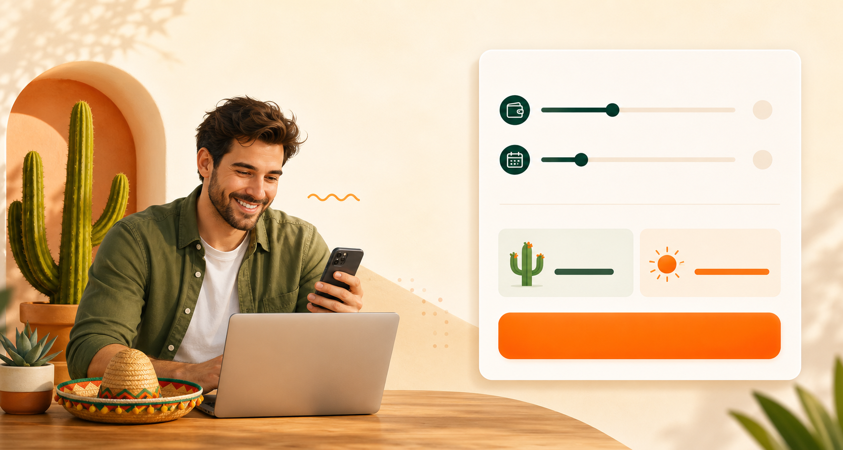 Zákazník vyřizuje online půjčku přes telefon a notebook